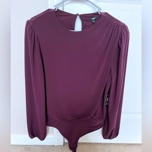 Express Skimming Crew Neck Puff Sleeve Bodysuit